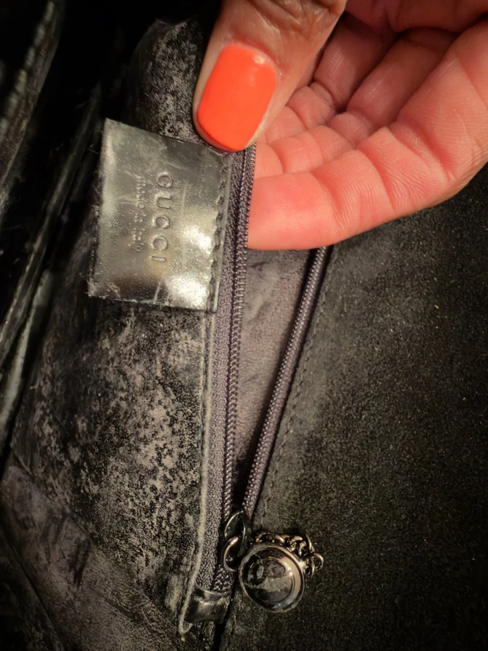 Vintage GUCCI Interlocking G Patent Leather Shoulder Bag
